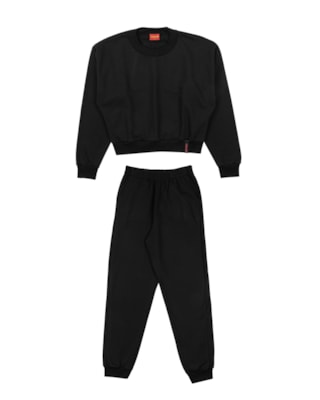 Conjunto Juvenil Feminino Blusão e Calça Moletom BaseD - Preto