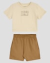 Conjunto Juvenil Feminino com Blusa e Shorts BaseD Bege-596f4a09-6820-4aae-9ec7-b25caee891b8