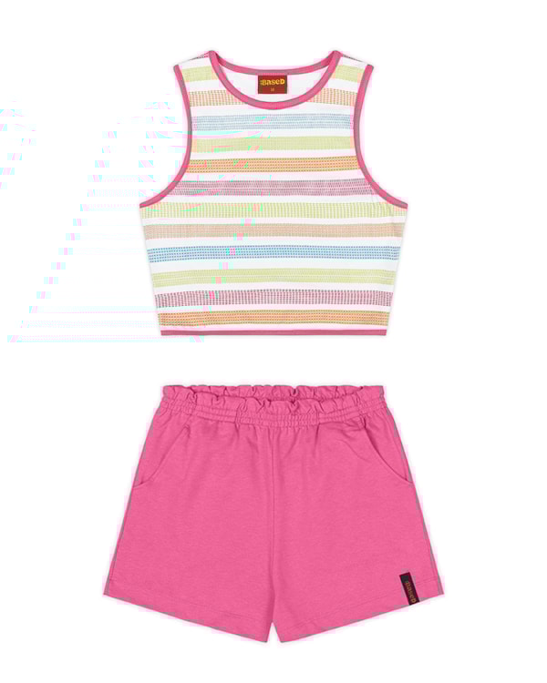 Conjunto Juvenil Feminino Cropped e Shorts BaseD