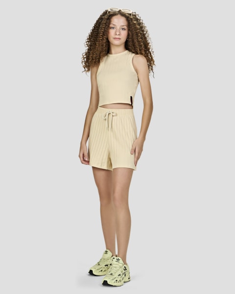 Conjunto Juvenil Feminino Cropped e Shorts Canelado - BaseD - Tapioca