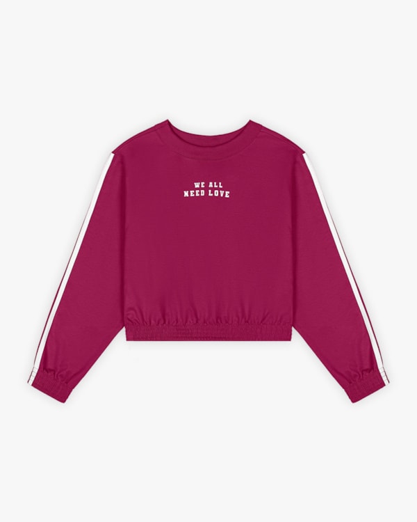 Conjunto Juvenil Feminino em Moletom com Listras Laterais - BaseD - Marsala