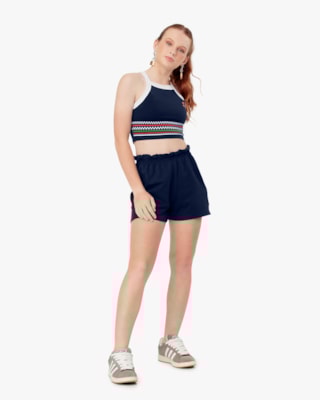 Conjunto Juvenil Feminino Regata Cropped e Shorts - BaseD - Oxford