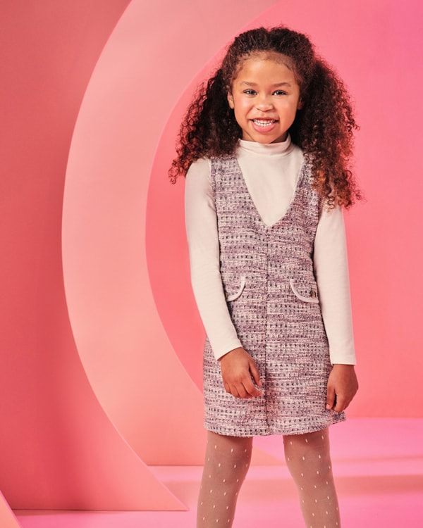 Conjunto Menina Blusa Manga Longa e Salope Kely Kety -Branco