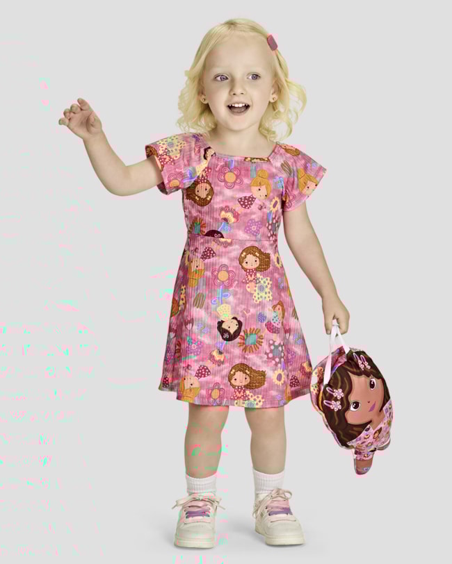 Conjunto Menina Vestido Canelado com Bolsa Boneca - Kely Kety - Blossom-e92a3a3c-299a-4bec-8cd4-629d784d9452