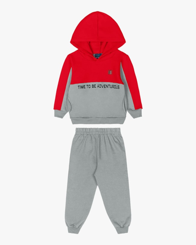 Conjunto Moletom Infantil Menino Bicolor com Capuz - ReiRex - Tomato-84c4a2b6-3b75-4600-9dc6-921d105f2e55
