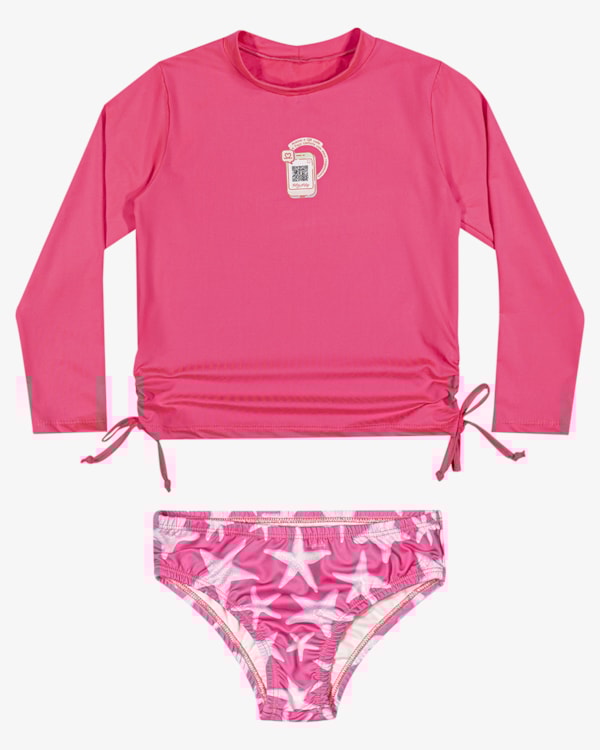 Conjunto Praia Infantil Menina  Blusa e Calcinha - Kely Kety - Rosa