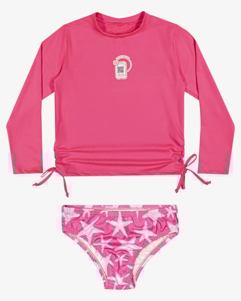 Conjunto Praia Infantil Menina Blusa e Calcinha - Kely Kety - Rosa