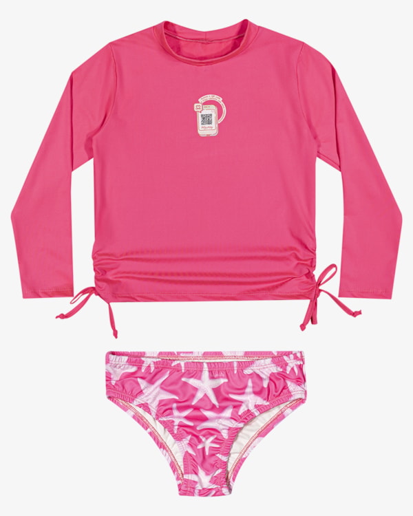 Conjunto Praia Infantil Menina  Blusa e Calcinha - Kely Kety - Rosa