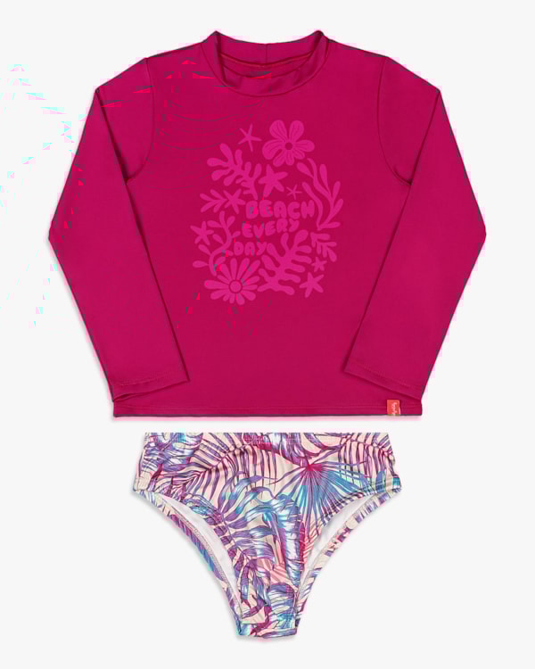 Conjunto Praia Infantil Menina com Estampa Mágica - Kely Kety - Rosa Barbie