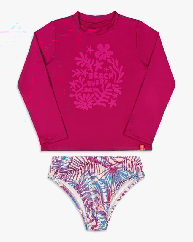 Conjunto Praia Infantil Menina com Estampa Mágica - Kely Kety - Rosa Barbie-003386bb-1a55-4386-b088-959b4b1e9ece