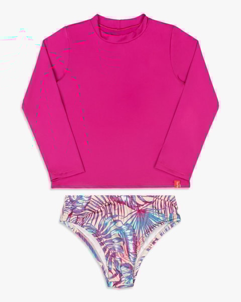 Conjunto Praia Infantil Menina com Estampa Mágica - Kely Kety - Rosa Barbie