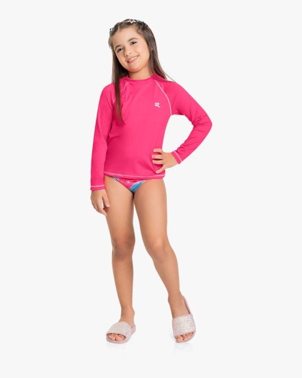 Conjunto Praia Infantil Menina com Proteção UV - Kely Kety - Rosa