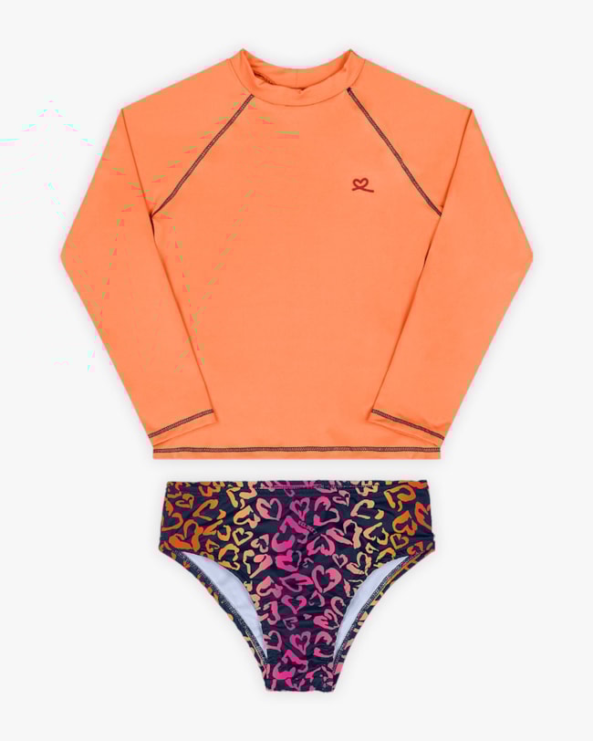 Conjunto Praia Infantil Menina com Proteção UV - Kely Kety - Tangerina-cd80ba82-0135-4bd1-9051-c946cfb6fc47