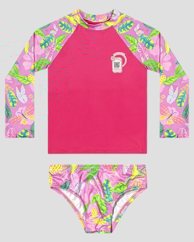 Conjunto Praia Infantil Menina com Qr Code Kely Kety Rosa-ecfbdf99-14e7-4091-b878-27752ff9f201