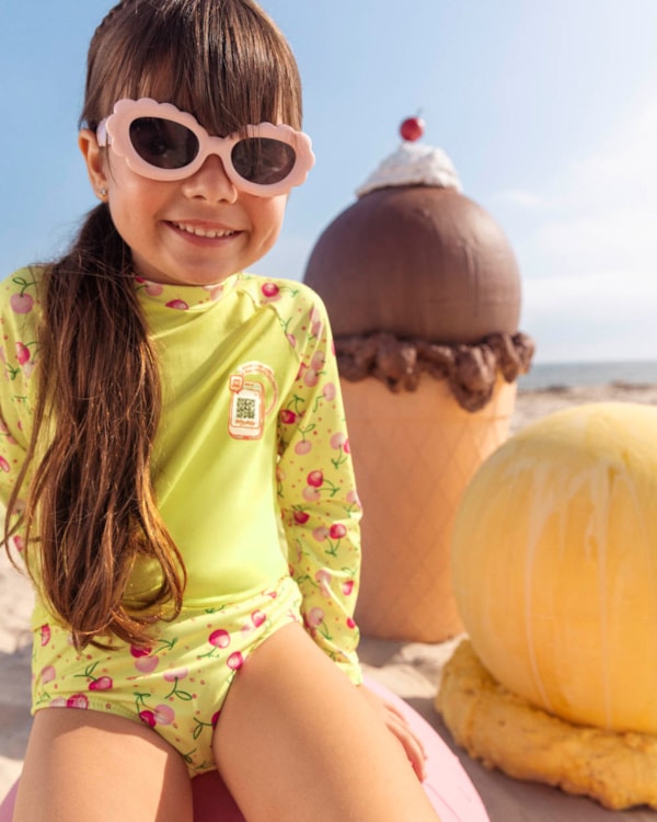 Conjunto Praia Infantil Menina com Qr Code Kely Kety Verde