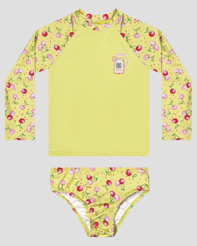 Conjunto Praia Infantil Menina com Qr Code Kely Kety Verde-26317073-0189-4377-a474-44a692d4c303