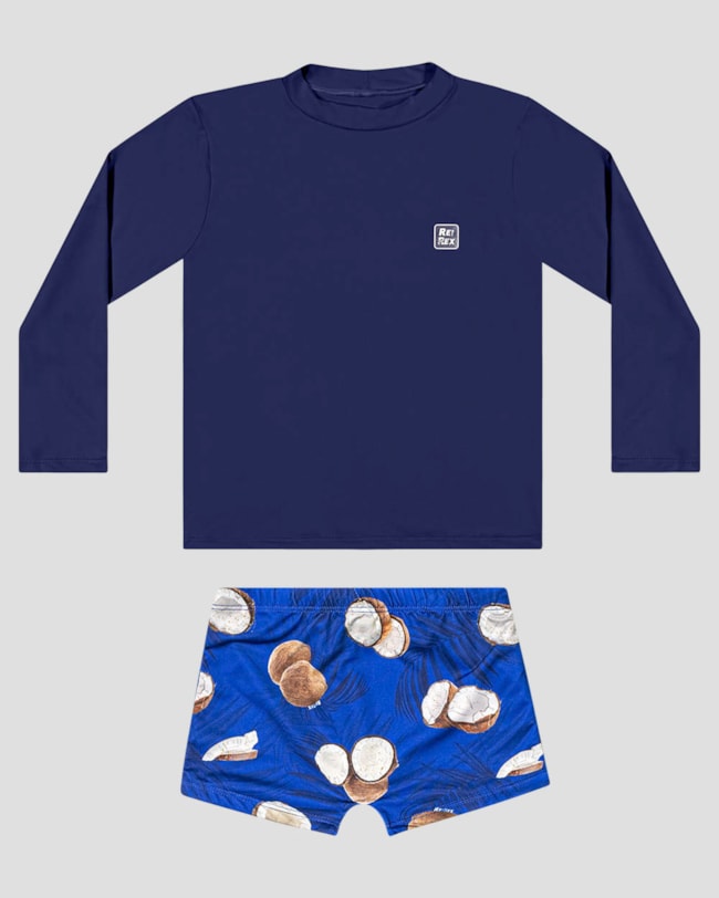Conjunto Praia Infantil Menino Camiseta e Sunga ReiRex Azul-adc05715-d129-4034-bf04-e6694aad9740