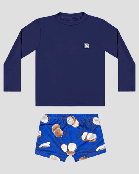 Conjunto Praia Infantil Menino Camiseta e Sunga ReiRex Azul
