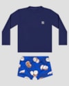 Conjunto Praia Infantil Menino Camiseta e Sunga ReiRex Azul-aa6653e7-3580-4a3a-9940-41d1596e1dbb