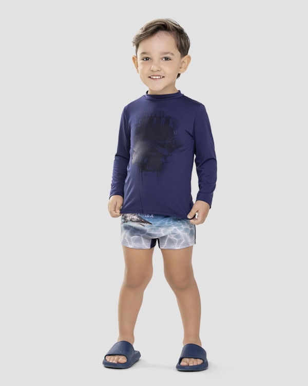 Conjunto Praia Infantil Menino com Estampa Mágica ReiRex Azul