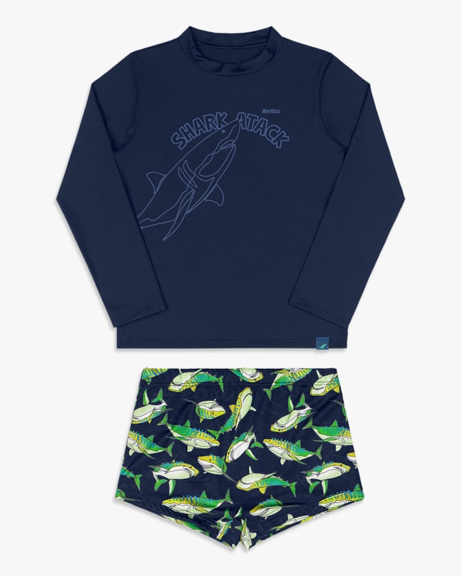 Conjunto Praia Infantil Menino com Estampa Mágica - ReiRex - Oxford-591161a8-9be3-4963-a798-dcb24dd6b3aa