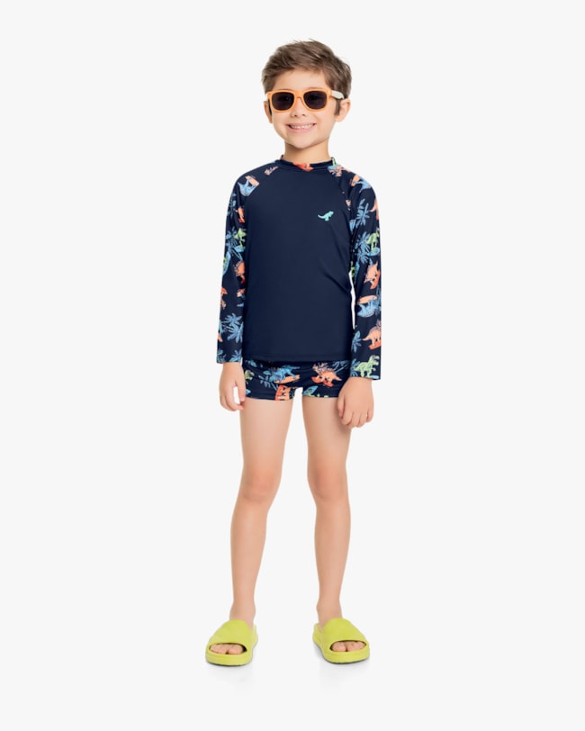 Conjunto Praia Infantil Menino Estampa Dinossauro - ReiRex - Oxford-3d8e5681-c96b-4885-a9eb-51d0800838e2
