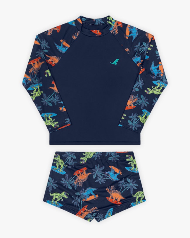 Conjunto Praia Infantil Menino Estampa Dinossauro - ReiRex - Oxford-3043ebcf-6410-4715-a70f-db4e7aa5fc57