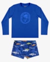Conjunto Praia Infantil Menino Estampa Releva na Água - ReiRex - Azul-04db3761-d6a9-4cb8-8061-36c16be2610c
