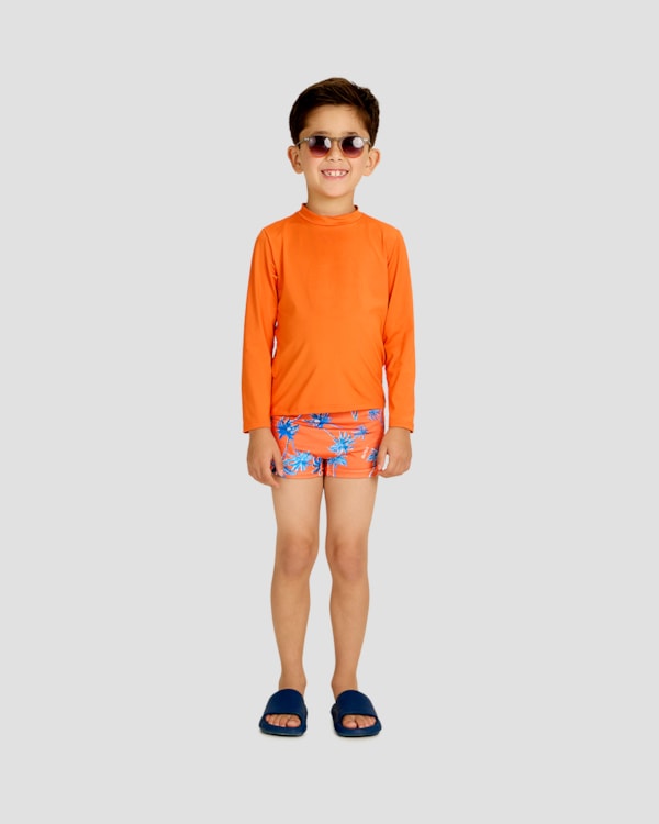 Conjunto Praia Infantil Menino Estampa Releva na Água - ReiRex - Laranja