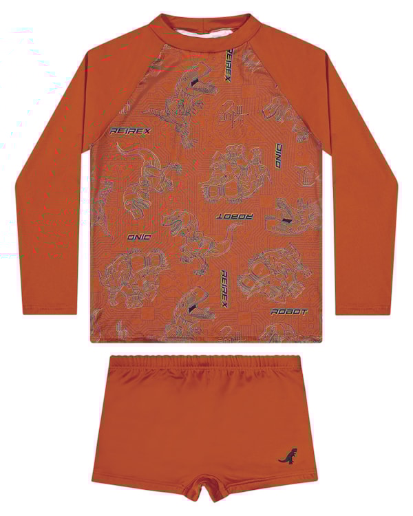 Conjunto Praia Infantil Menino Estampa Tubarão ReiRex