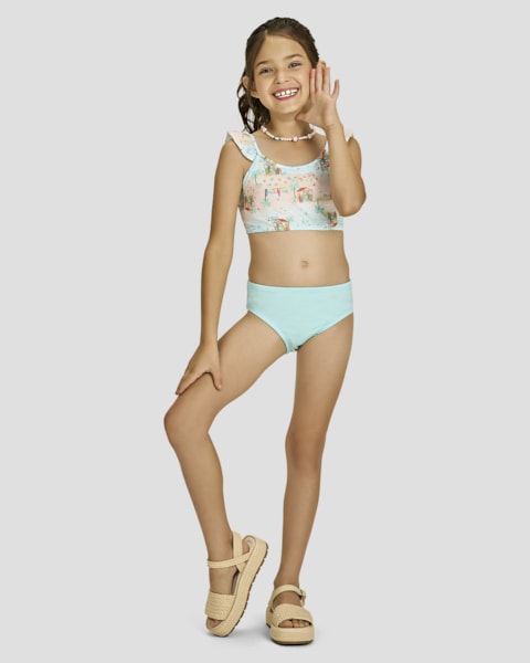 Conjunto Praia Infantil Top com Babado e Calcinha - Kely Kety - Areia