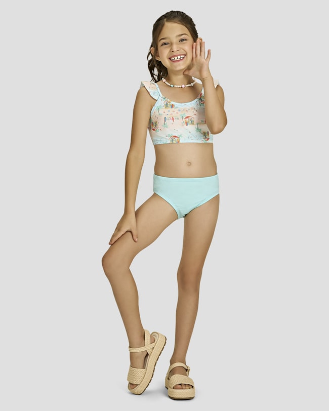 Conjunto Praia Infantil Top com Babado e Calcinha - Kely Kety - Areia-3cffd539-6c17-4745-a8c0-0a4ab8fc8901