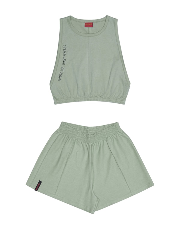 Conjunto Regata e Shorts Feminino Based Salvia