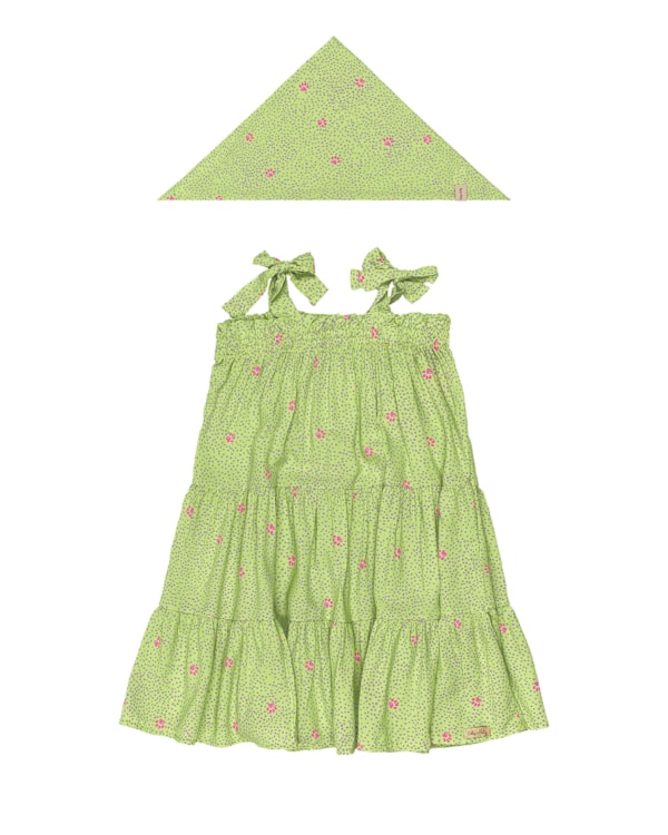 Conjunto Vestido e Pandana Pet Estampado Menina Kely Kety