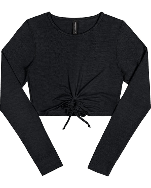 Cropped Canelado Feminino Cereja Rosa com Amarração