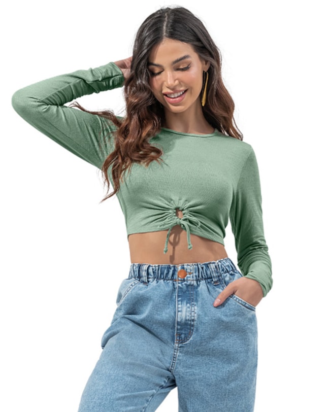 Cropped Canelado Feminino Cereja Rosa com Amarração-40a33b1b-794a-418f-846b-a0cfa6bfb80b