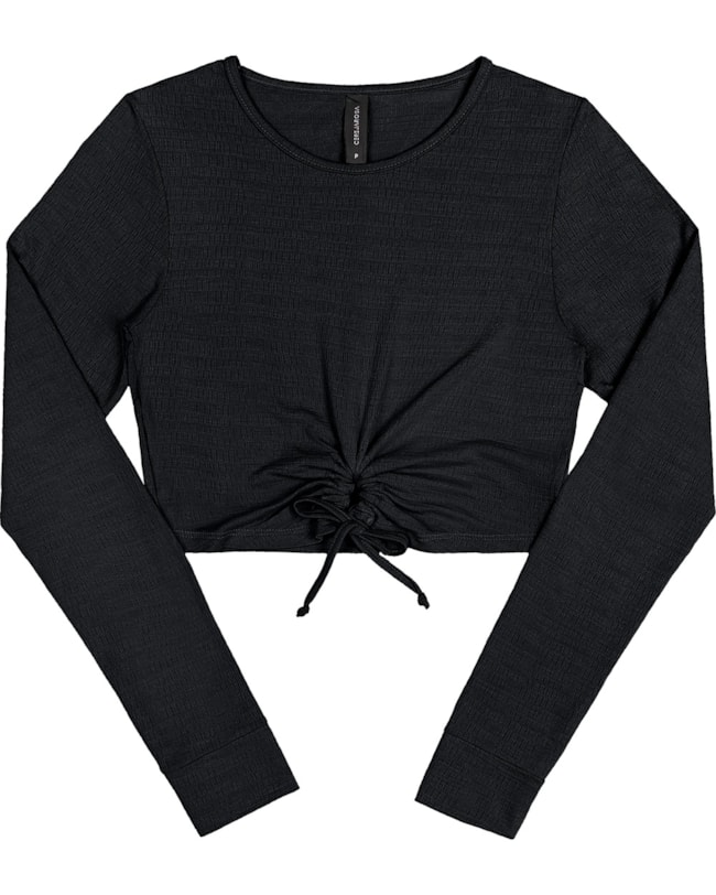 Cropped Canelado Feminino Cereja Rosa com Amarração-1bba1cc7-e1a3-488f-9219-59b485b6baed