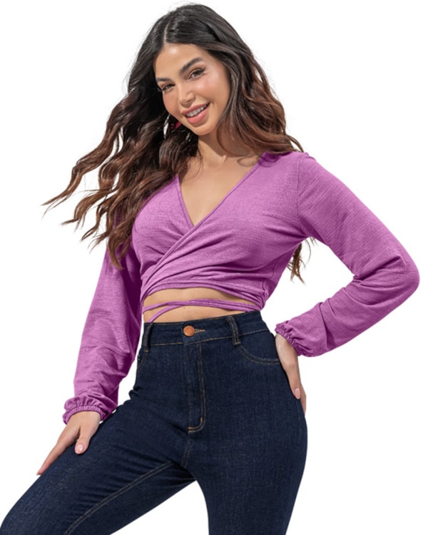 Cropped Feminino Cereja Rosa Amarração