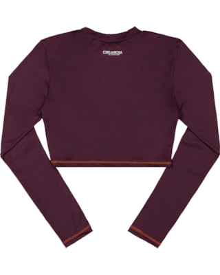 Cropped Fitness Feminino Cereja Rosa Mangas Longas
