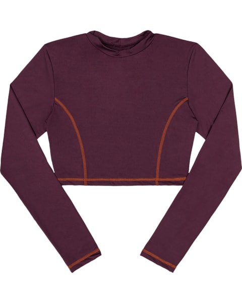 Cropped Fitness Feminino Cereja Rosa Mangas Longas