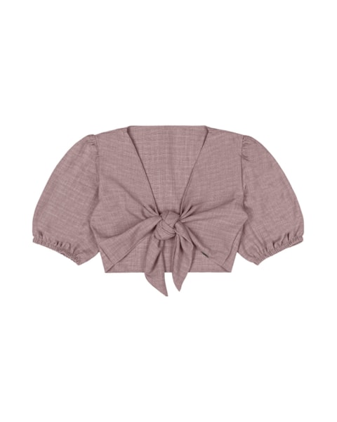 Cropped Mangas Balão Cereja Rosa - LIPSTICK