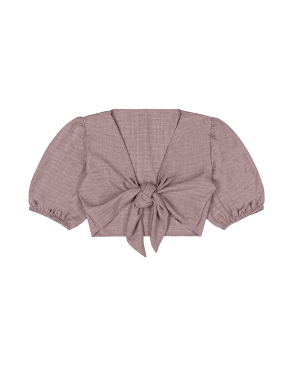 Cropped Mangas Balão Cereja Rosa - LIPSTICK