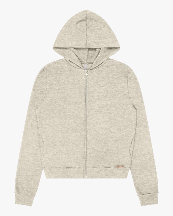 Jaqueta Básica Feminina com Capuz Cereja Rosa - Cinza