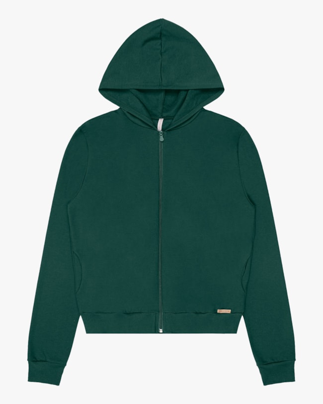 Jaqueta Básica Feminina com Capuz Cereja Rosa - Verde-97a93cd1-4c09-40ed-b9ca-b81f6f66931c