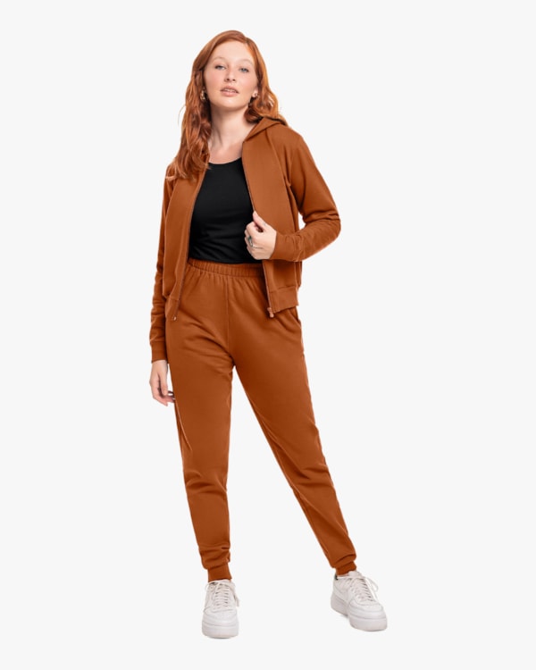 Jaqueta Básica Feminina em Moletom com Capuz - Cereja Rosa - Inca