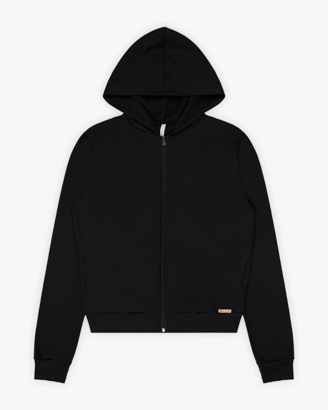 Jaqueta Básica Feminina em Moletom com Capuz - Cereja Rosa - Preto-e4bf6d17-dba5-4f6a-bb60-6b28b265a636