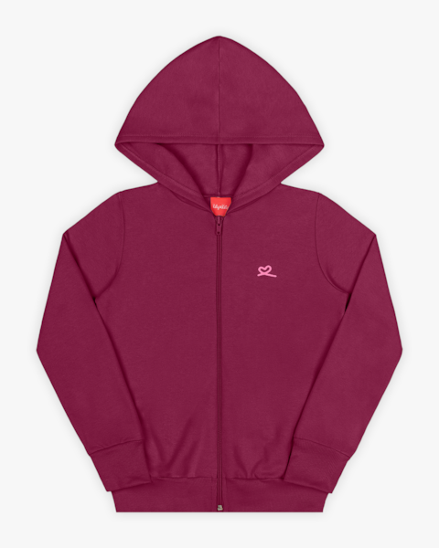 Jaqueta Básica Infantil Menina com Capuz em Moletom - Kely Kety - Roxo
