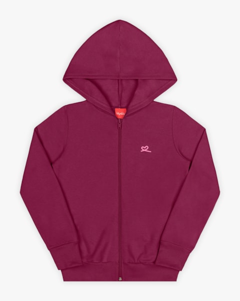 Jaqueta Básica Infantil Menina com Capuz em Moletom - Kely Kety - Roxo