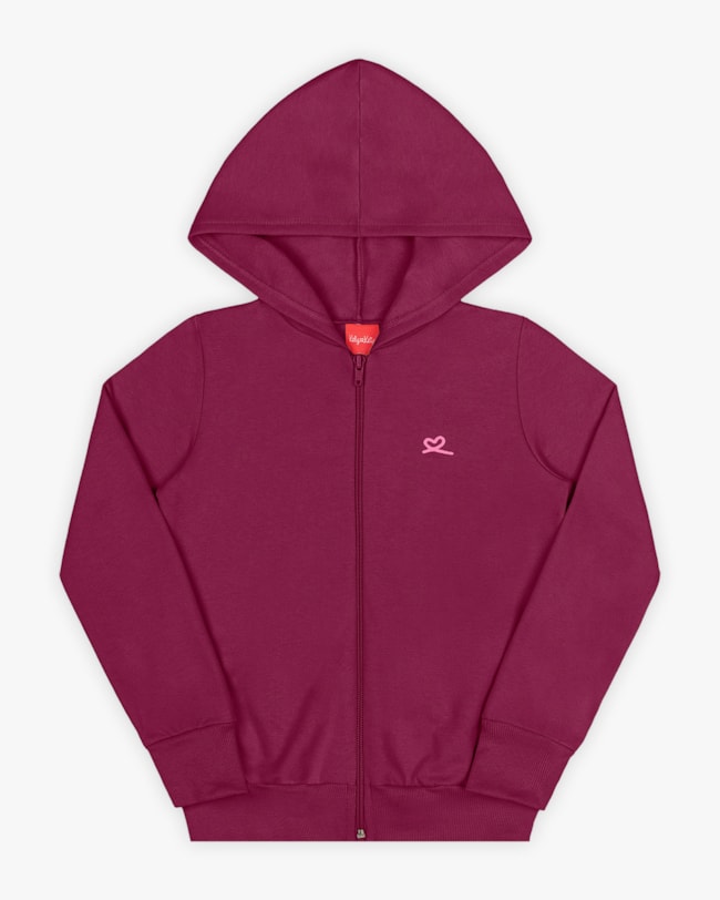 Jaqueta Básica Infantil Menina com Capuz em Moletom - Kely Kety - Roxo-a94998fa-64c3-423d-9e7f-fd75f745f29a