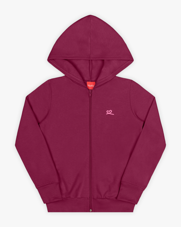 Jaqueta Básica Infantil Menina com Capuz em Moletom - Kely Kety - Roxo